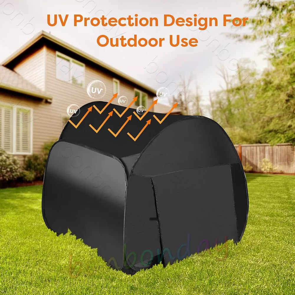 Blackout Sensory Tent being used outdoors to showcase its UV protection design for versatile use perfect for children or adults with neurodivergence.