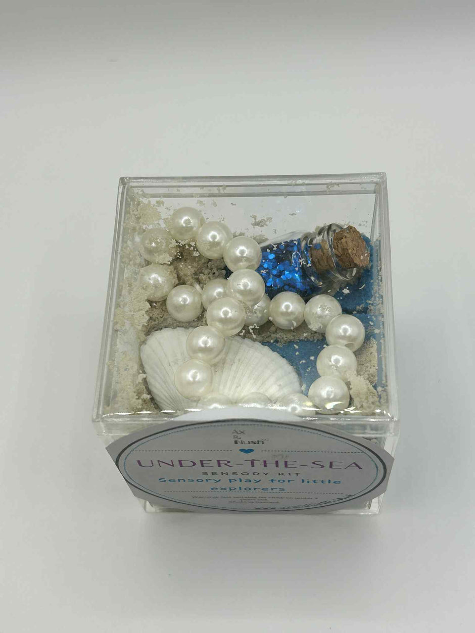 Under The Sea Sensory Play Box for Kids – Kinetic Sand, Pearl Bracelet, Glitter & Ocean-Themed Accessories | Calming, Educational, Creative Play for Autism, ADHD & Fine Motor Skill