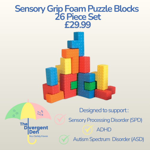 Sensory Grip Foam Puzzle Blocks – 26 Piece Set