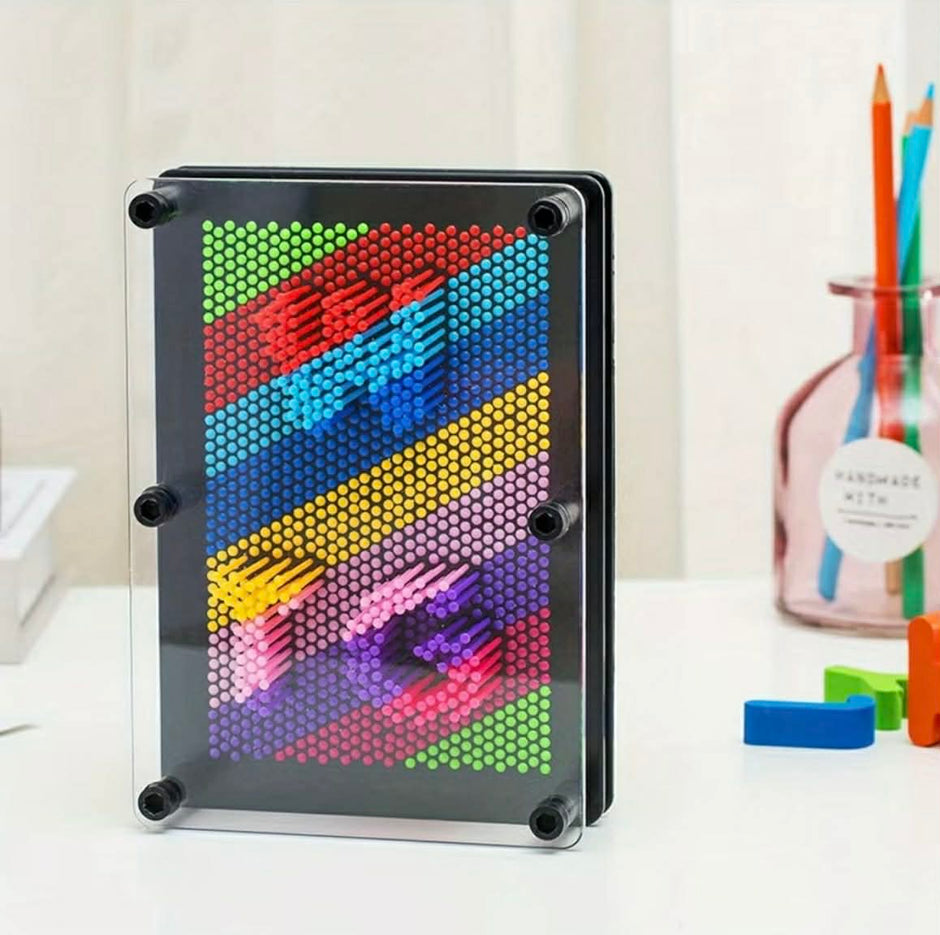 3D Rainbow Pin Art - relaxing sensory activity for home or therapy by The Divergent Den
