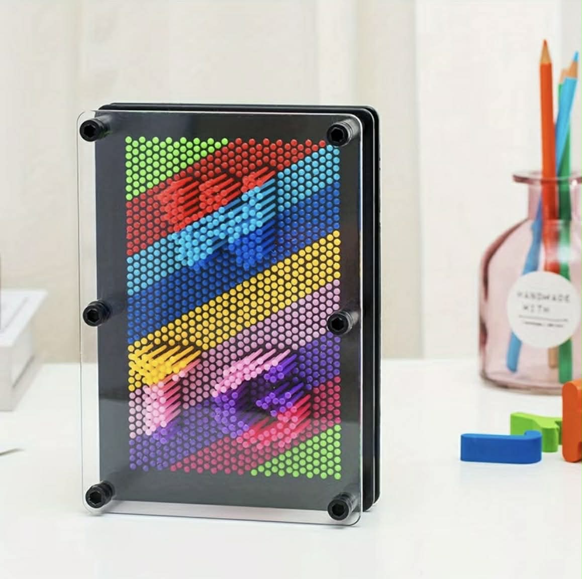 3D Rainbow Pin Art - relaxing sensory activity for home or therapy by The Divergent Den