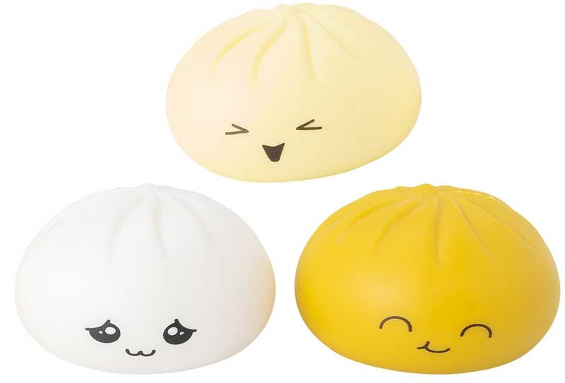 Assorted Bao Buddies squishy toys in various pastel colours including pink, blue, and white for tactile sensory play