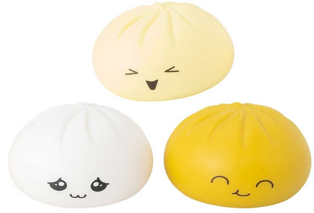 Assorted Bao Buddies squishy toys in various pastel colours including pink, blue, and white for tactile sensory play