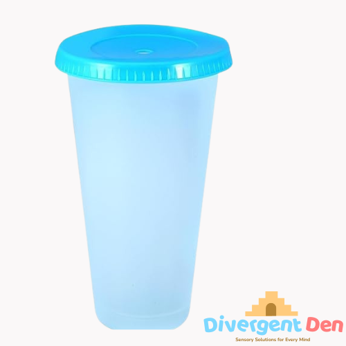24 oz portable to-go cup set with measurements on a white background