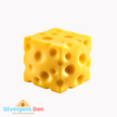 Yellow cube-shaped toy resembling cheese on a white background with 'Divergent Den' branding.