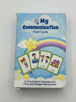 Communication flash cards packaging showing the front of the packet and what's inside for kids – visual support for ASD and ADHD by The Divergent Den