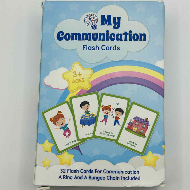 Communication flash cards packaging showing the front of the packet and what's inside for kids – visual support for ASD and ADHD by The Divergent Den