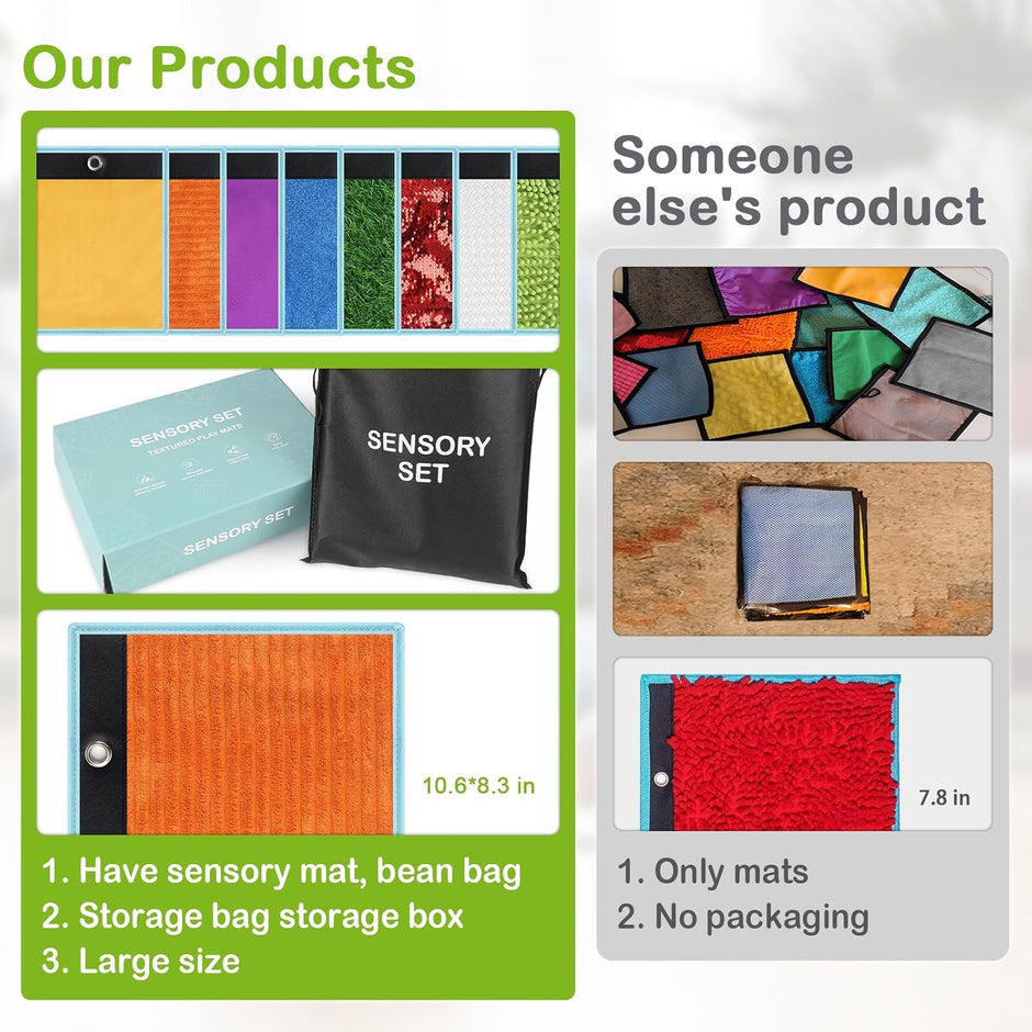 Comparison of sensory products with and without packaging and additional items. |The Divergent Den