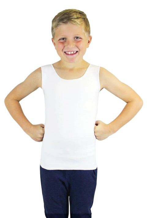 Child wearing a white compression vest 