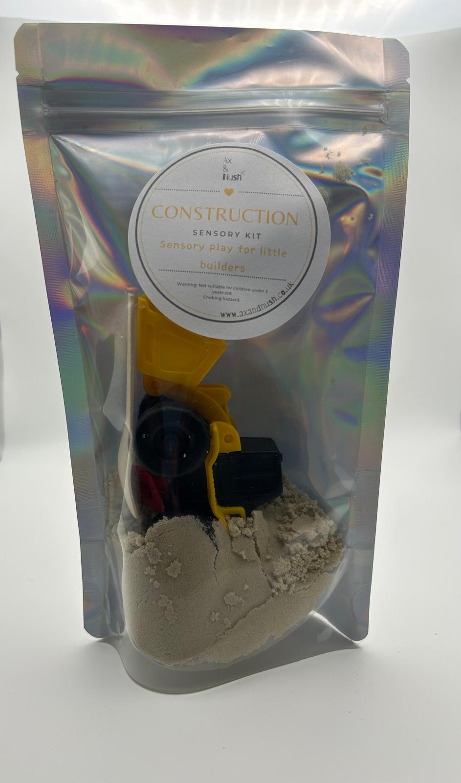 Construction Sensory Set with Kinetic Sand packaging – sensory and creative play kit for neurodivergent kids | The Divergent Den