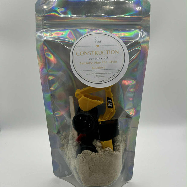 Silver Packaging Construction Sensory Set with Kinetic Sand – tactile and creative play kit for neurodivergent children | The Divergent Den