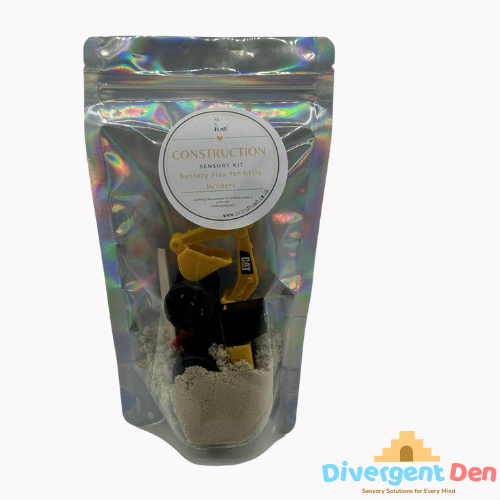 Silver Packaging Construction Sensory Set with Kinetic Sand – tactile and creative play kit for neurodivergent children | The Divergent Den