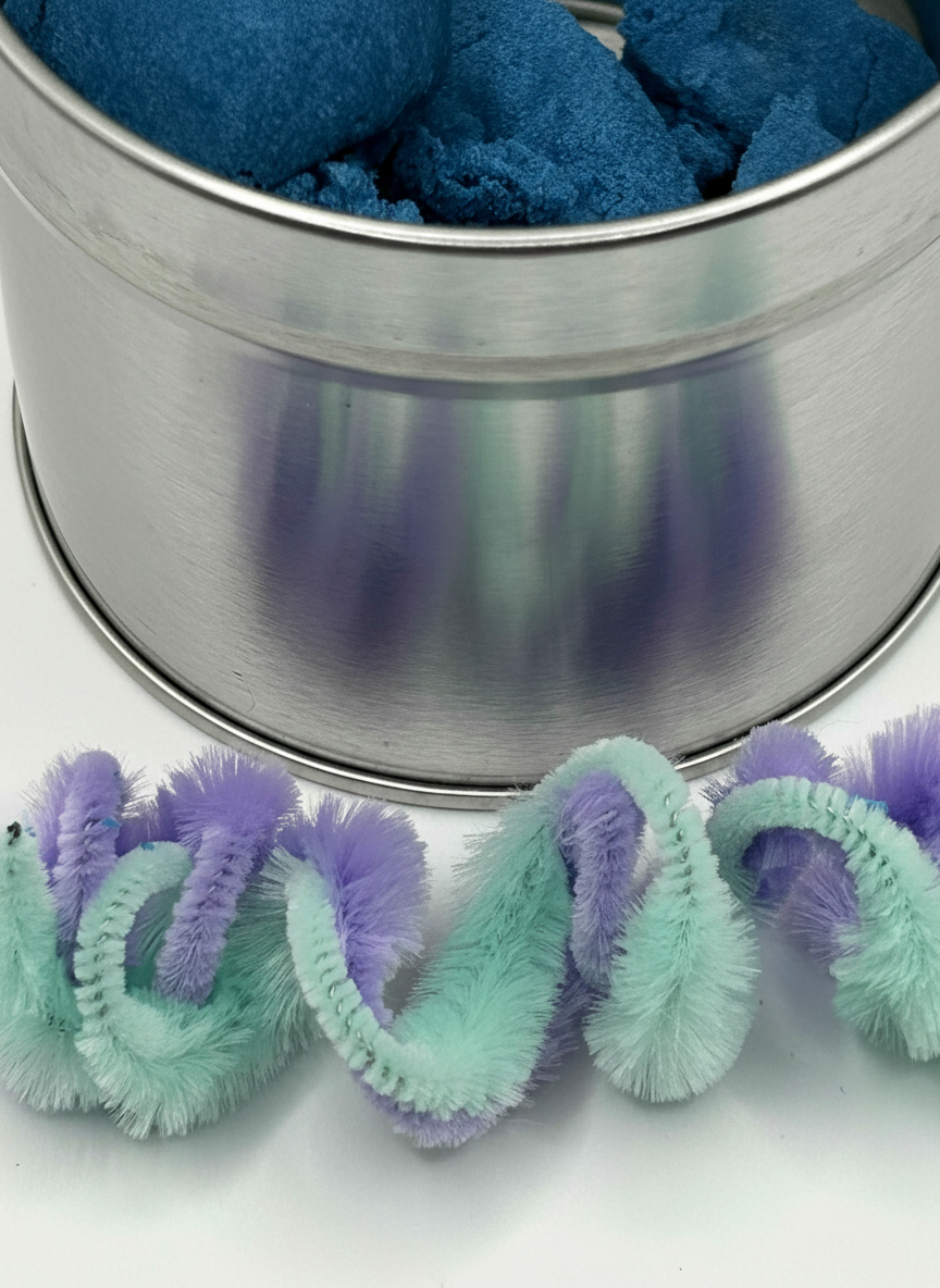 Close-up of pipe cleaners from Create Your Own Monster Sensory Set for tactile sensory play