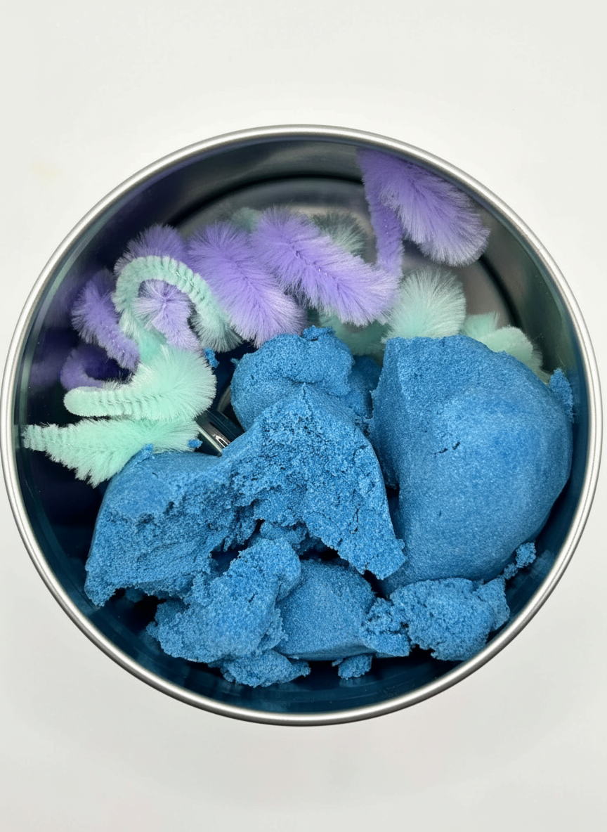 Top view of Create Your Own Monster Sensory Set showing colourful modelling materials and tools for sensory play