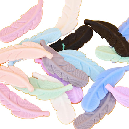 Close-up of Feather Chewable Necklace showing soft, chewable feather texture for oral sensory play