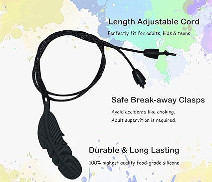 Feather Chewable Necklace packaging – sensory chewable fidget toy for neurodivergent children | The Divergent Den