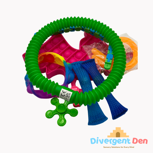 Fidget bundle set with multiple sensory tools for neurodivergent children and adults seeking calm and concentration
