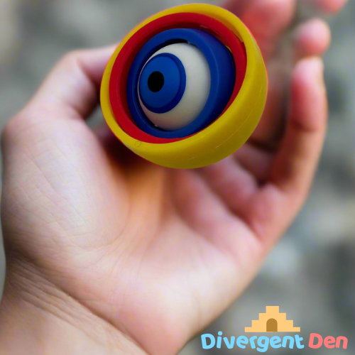Close-up of Eye Shaped Fidget Spinner showing colourful design and smooth spinning mechanism for stress relief