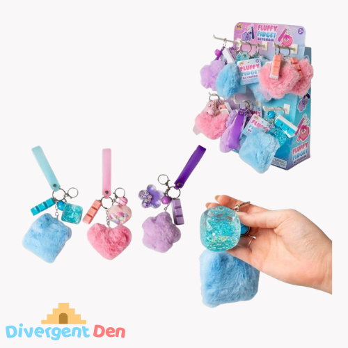 Fluffy Sensory Keychains packaging from The Divergent Den