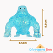 Gorilla Sugar Animal fidget in blue showing the dimensions 