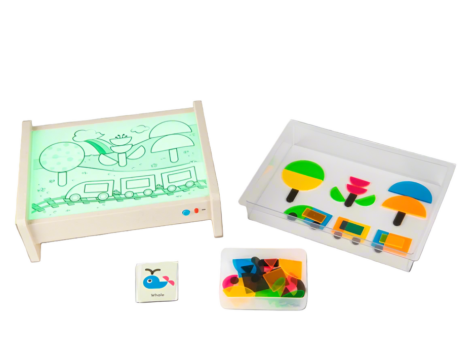 Child playing on Illuminating Activity Table to develop fine motor skills, coordination, and sensory exploration