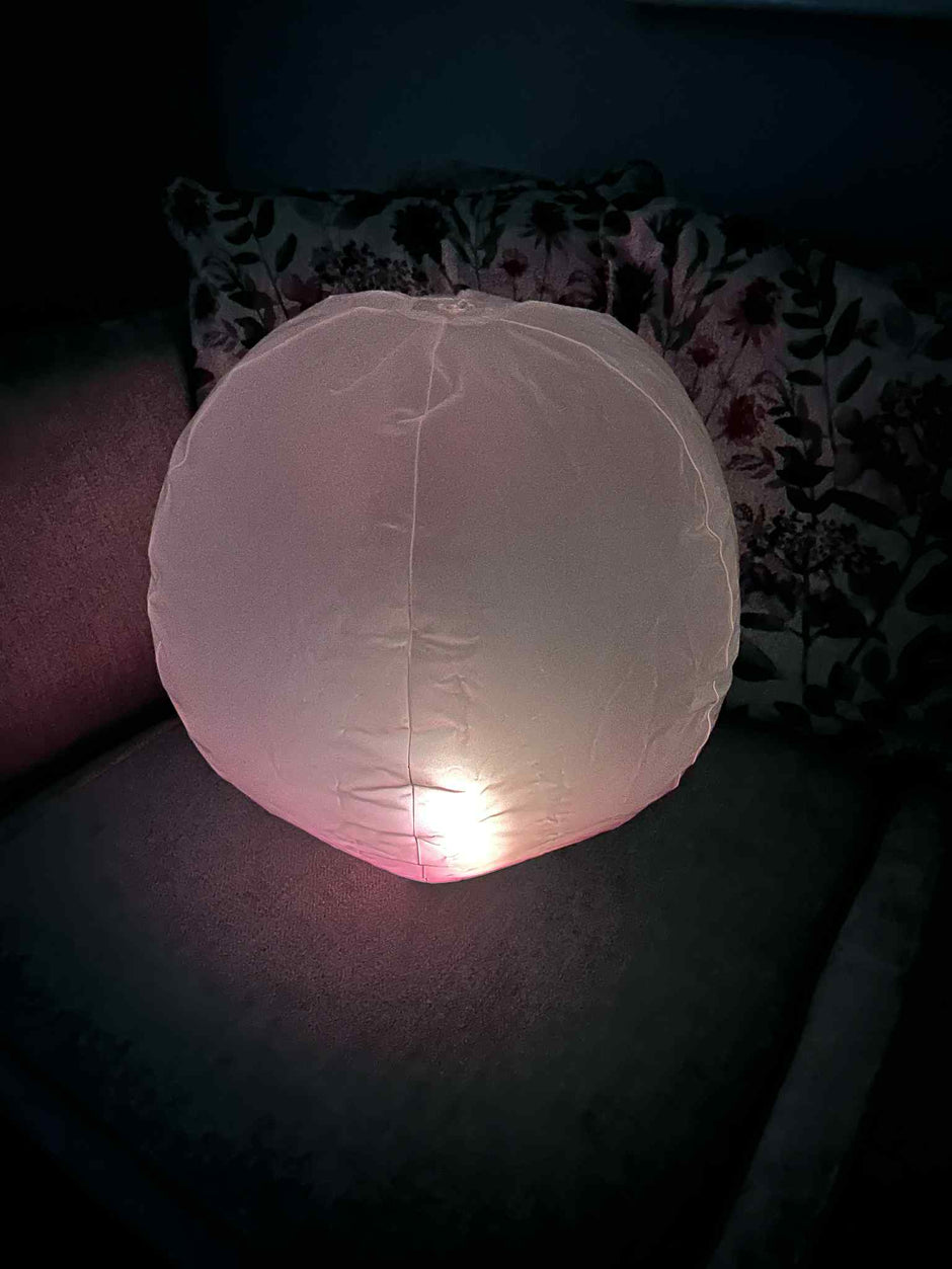Inflatable 45cm Glow Ball glowing multi-colour – mood light sensory ball for neurodivergent children by The Divergent Den