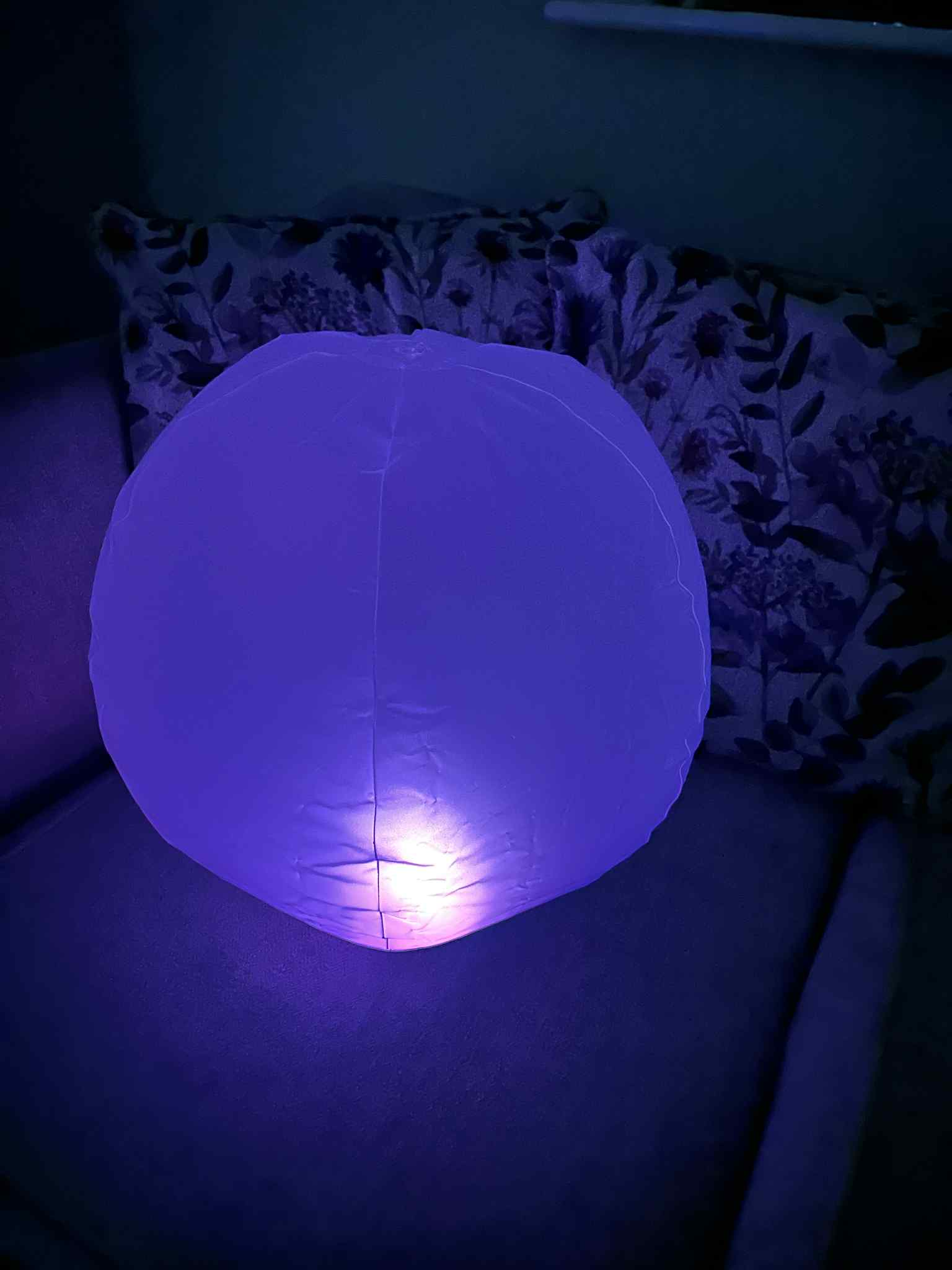 Inflatable 45cm Glow Ball glowing blue – large sensory lighting toy for kids by The Divergent Den