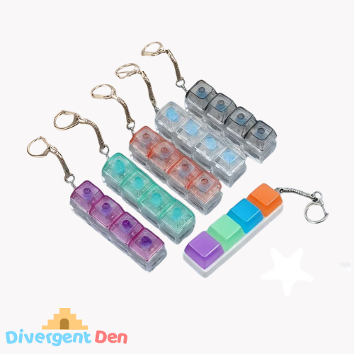 Keyboard fidget toy showing all colours it could be purchased in 
