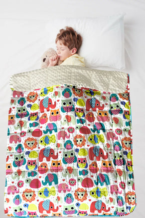 Child using Animal Style Kids Weighted Blanket for autism and ADHD-friendly sensory support and relaxation