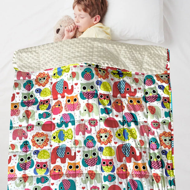 Child using Animal Style Kids Weighted Blanket for autism and ADHD-friendly sensory support and relaxation