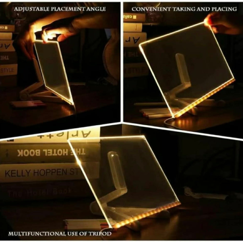 LED_Light_Up_Message_Board on a stand showing the feature of the stand to go on a board. | The Divergent Den