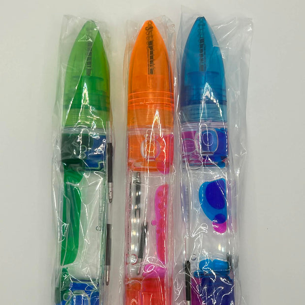 3 pens shown in orange, green and blue. Liquid motion pen perfect for those with neurodivergence looking for calm and focus 