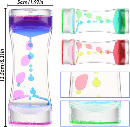 Oval Liquid Motion Timer – calming visual sensory toy for autism, ADHD, and SPD with measurement guide| The Divergent Den