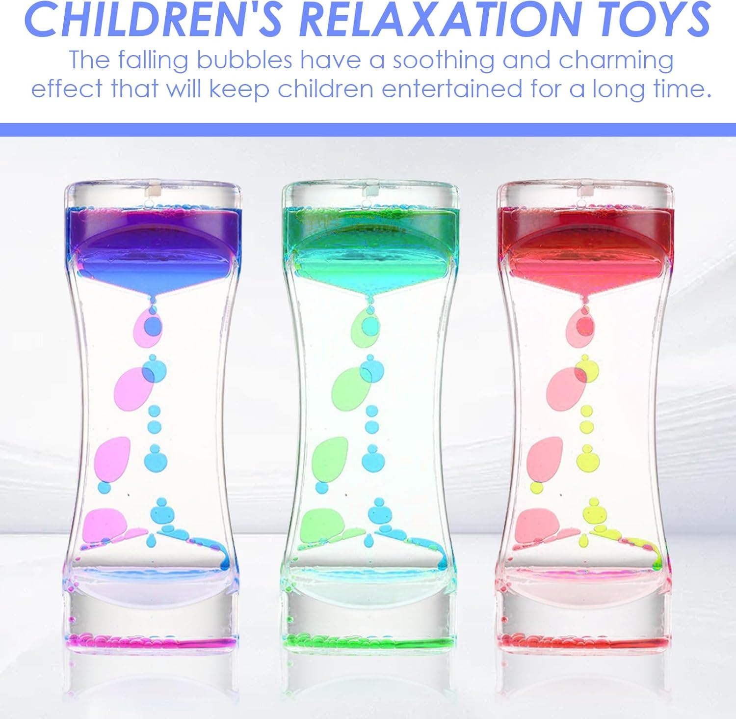 Oval Liquid Motion Timer – calming visual sensory toy for autism, ADHD, and SPD listing a benefit of the timer | The Divergent Den