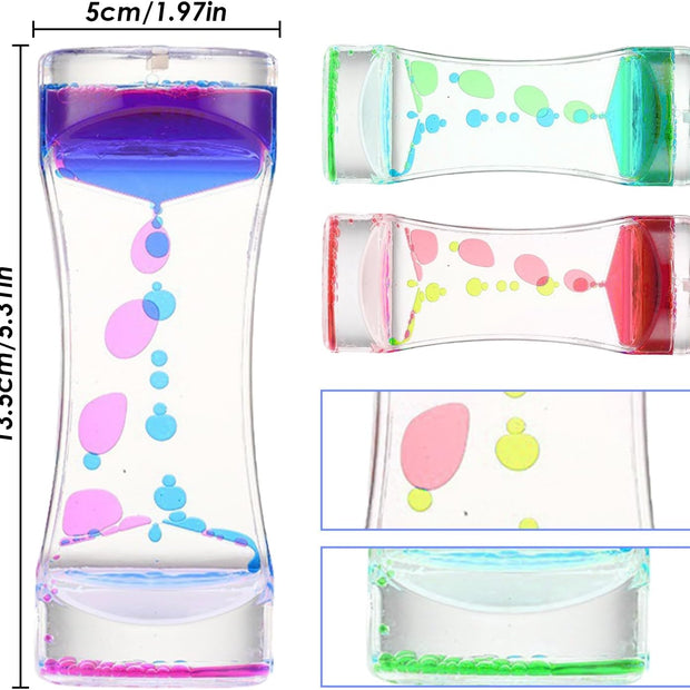 Oval Liquid Motion Timer – calming visual sensory toy for autism, ADHD, and SPD with measurement guide| The Divergent Den