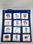 Close-up of PECS Visual Timetable Board showing illustrated activity cards and Velcro layout