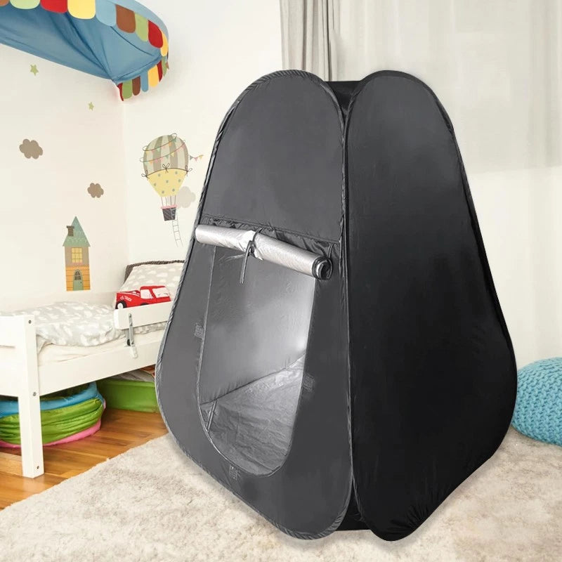 Sensory Blackout Tent in a childs bedroom creating a calm and safe environment | The Divergent Den