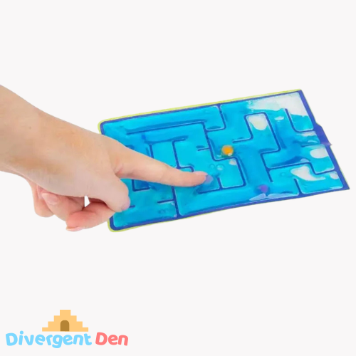 Sensory Maze Mat in use showing how you use the mat with fingers pushing along from The Divergent Den