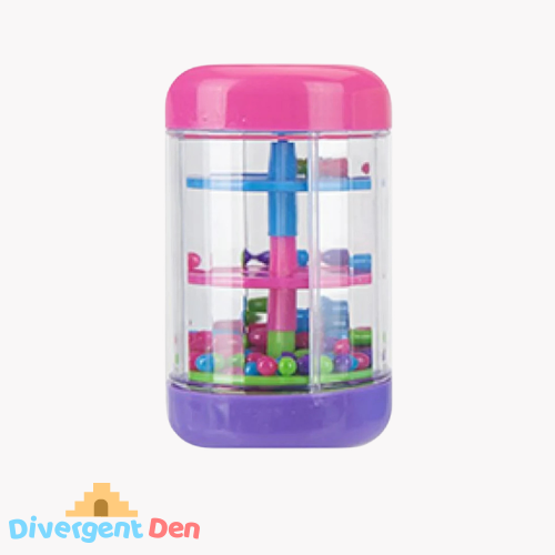 Sensory Rainmaker Toy showing the pink and purple from The Divergent Den