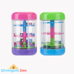 Sensory Rainmaker Toy showing the two colours available pink and purple and green and blue from The Divergent Den