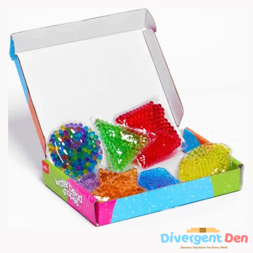 Water bead shapes sensory fidget toys 6-pack with vibrant colours for neurodivergent children tactile stimulation