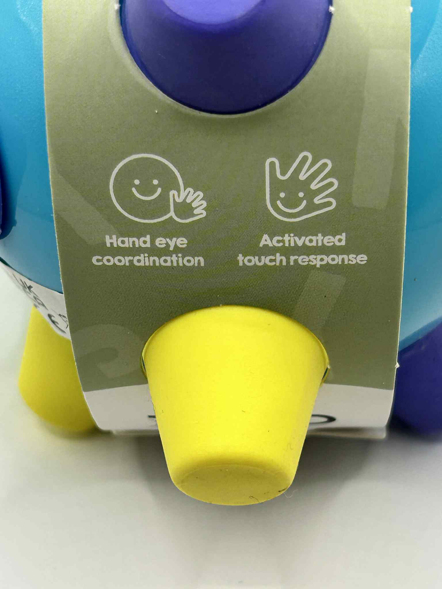 Sensory Bumpie Ball showing the benefit on the label on the product – tactile fidget and stress-relief toy for neurodivergent children | The Divergent Den