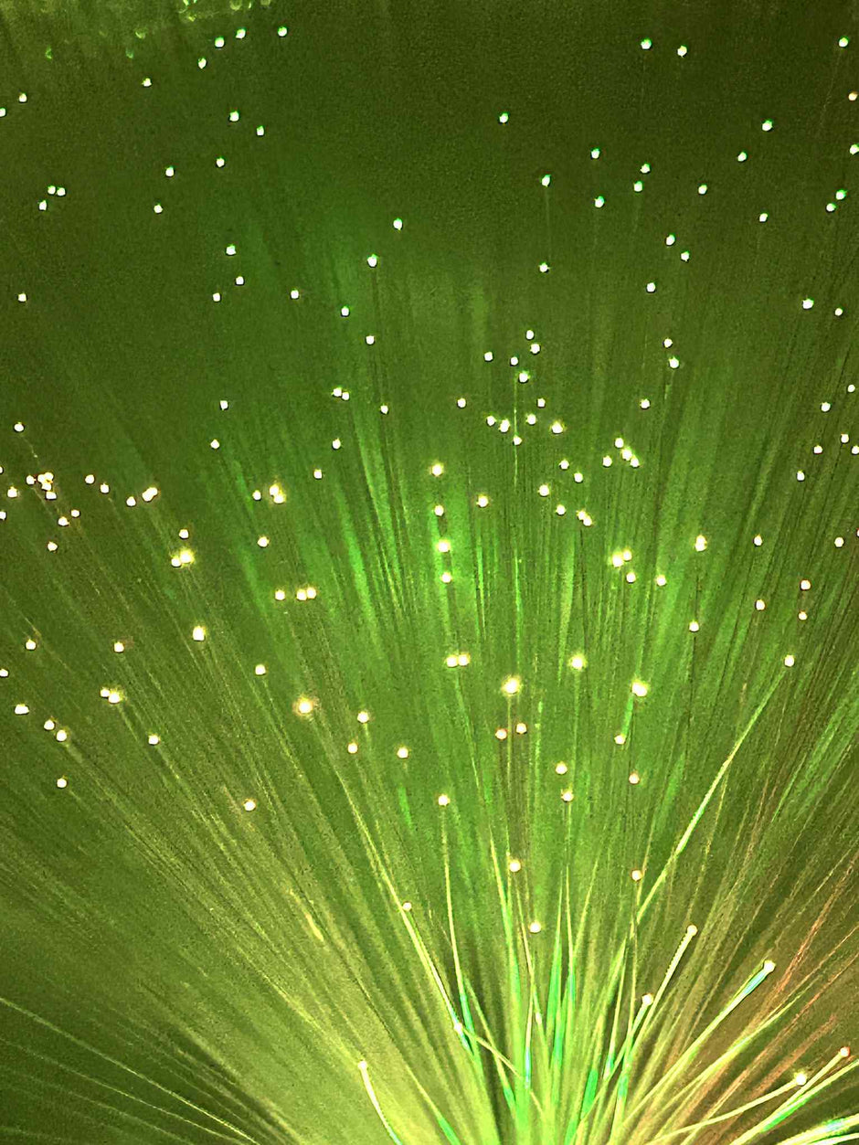 Close-up of Sensory Fibre Optic Lamp showing glowing fibre strands 