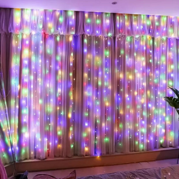 Sensory LED curtain lights with multi-colour fairy lights for neurodivergent children visual stimulation