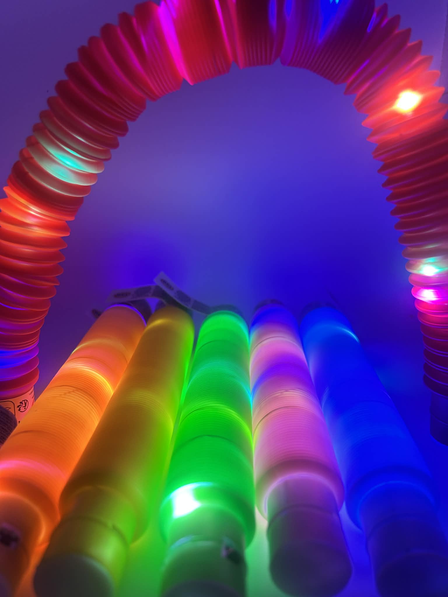 Sensory light up pop tubes - flexible fidget toy with LED lights for neurodivergent children