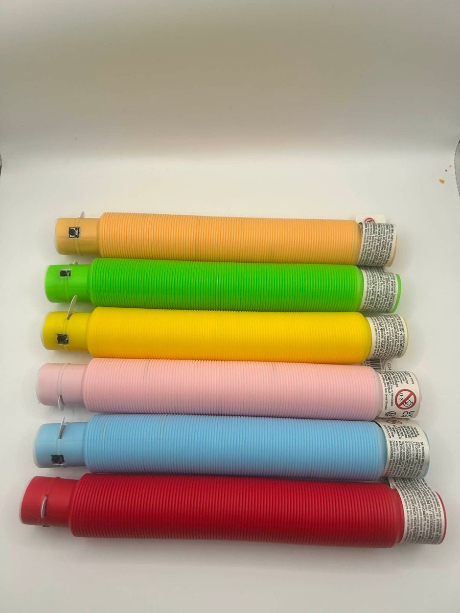 Sensory Light Up Pop Tubes, light showing the colours without the led turned on – flexible fidget toy with LED lights for neurodivergent children | The Divergent Den