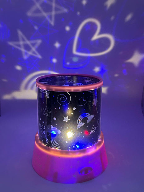 Close-up of Sensory Night Light Projector showing colourful star and galaxy lighting effects for relaxation