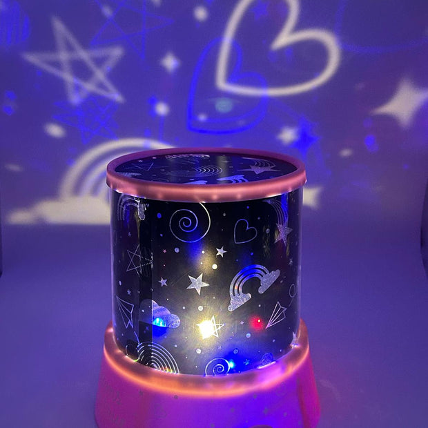 Close-up of Sensory Night Light Projector showing colourful star and galaxy lighting effects for relaxation