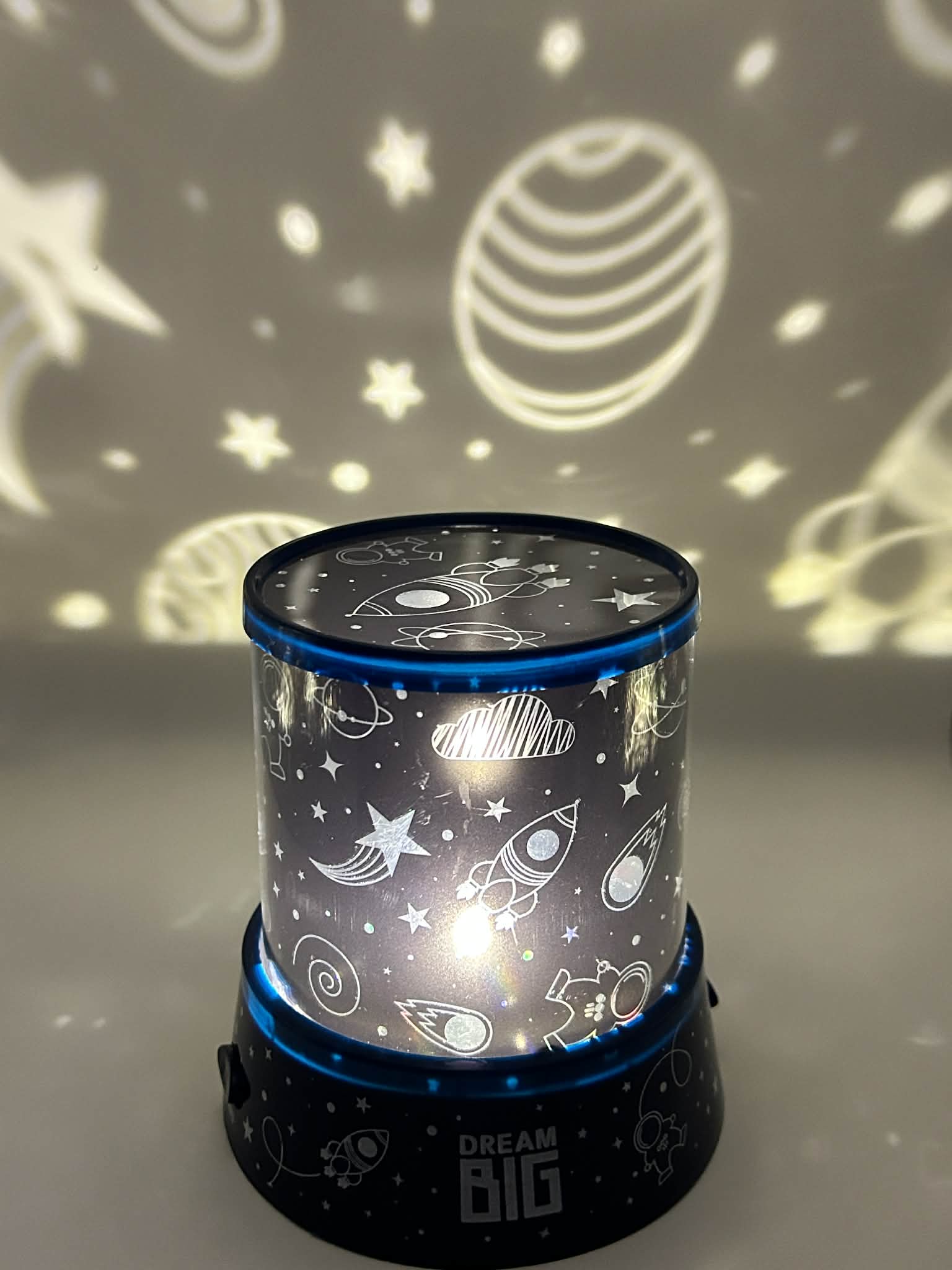 Close-up of Sensory Night Light Projector showing LED ambient  space effects for relaxation and emotional regulation | The Divergent Den