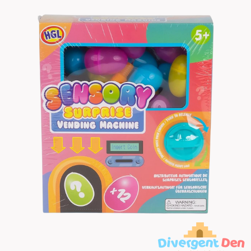 Sensory Surprise Vending Machine packaging showing product features and contents